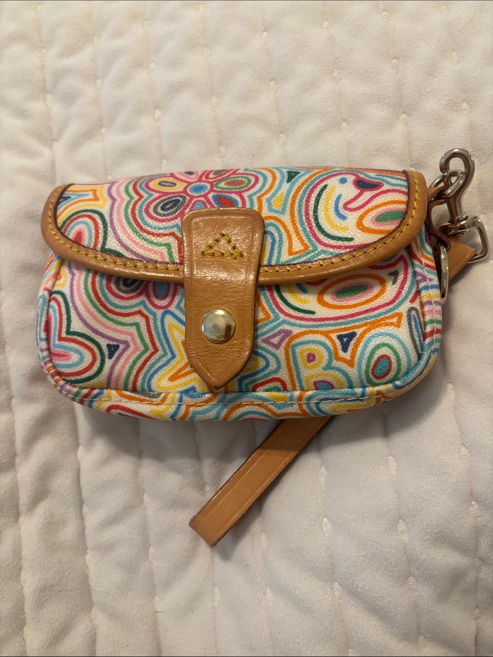 Dooney & Burke Vintage Tuti-Fruiti doodle flap wristlet